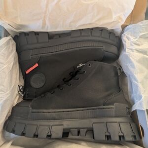 Palladium Black High Top Canvas Ankle Boots